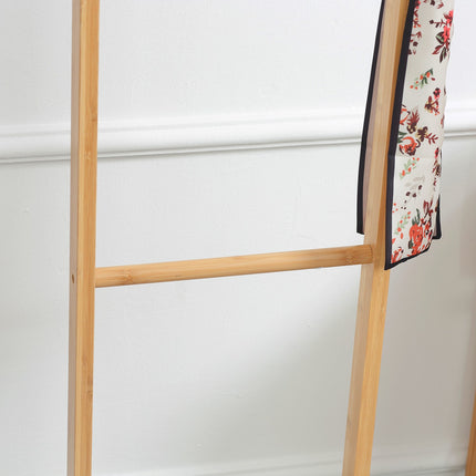 Porte-manteau avec 2 crochets et 3 tiges pour chapeaux et vêtements 36x24x168 cm en bambou naturel pour couloir et entrée