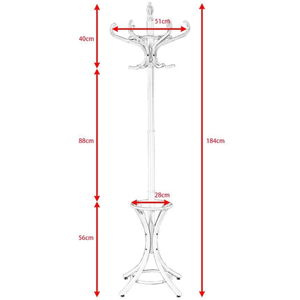 Coat rack coat rack jacket rack with umbrella stand 12 coat hooks-white