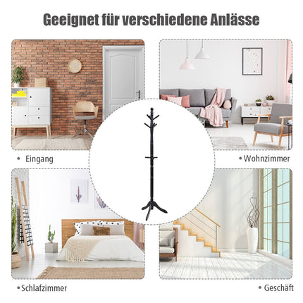 Garderobenständer mit 9 Haken freistehender Kleiderständer mit verstellbarer Höhe 175 cm schwarz