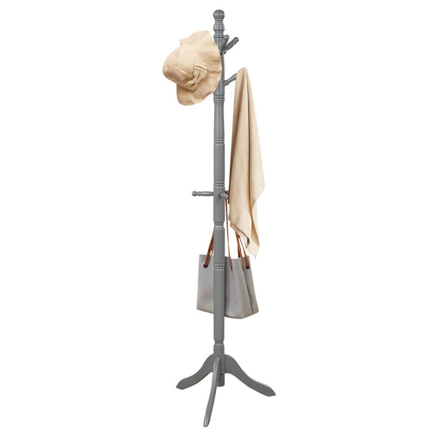Coat rack with 9 hooks free-standing clothes rack with adjustable height 175 cm gray