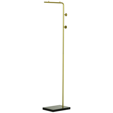 Clothes hanger with hooks, marble base - gold & black, 35x25x170 cm