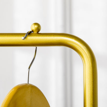 Clothes hanger with hooks, marble base - gold & black, 35x25x170 cm