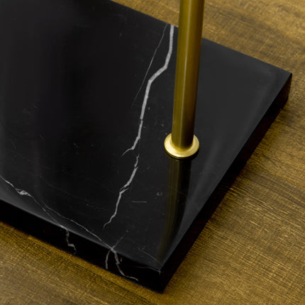 Clothes hanger with hooks, marble base - gold & black, 35x25x170 cm