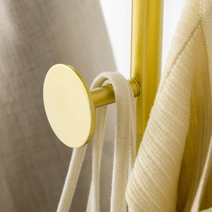 Clothes hanger with hooks, marble base - gold & black, 35x25x170 cm