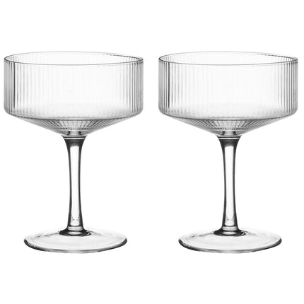 Cocktail Glasses, Ribbed Clear Glass, 20 cl, 2-Pack