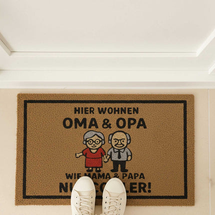 Kokos-Fußmatte 60 x 40 cm – rutschfest, mit lustigem Spruch