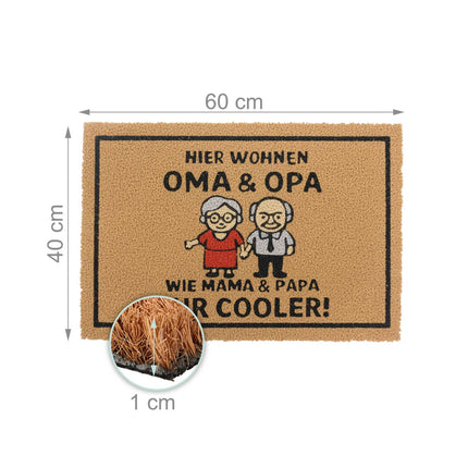 Kokos-Fußmatte 60 x 40 cm – rutschfest, mit lustigem Spruch