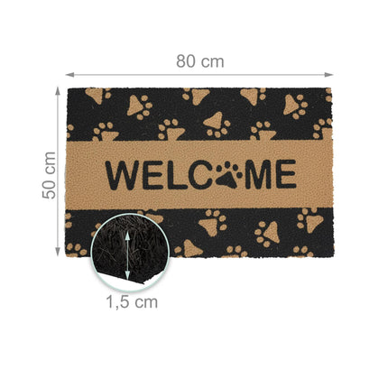 Coconut Doormat, Animal Design, 80x50 cm, Indoor/Outdoor