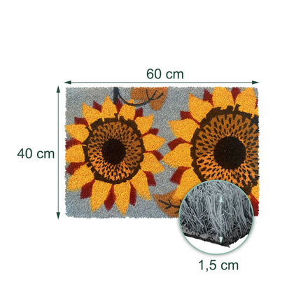 Coconut Doormat, Botanical Design, 60x40 cm