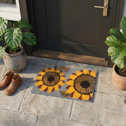 Coconut Doormat, Botanical Design, 60x40 cm