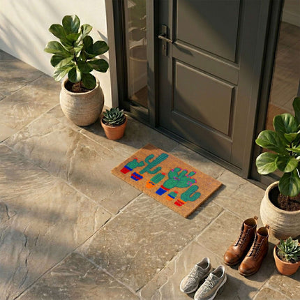 Coconut Fibre Doormat, Botanical Design, 60x40 cm