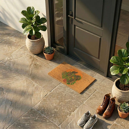 Coconut Fibre Doormat, Botanical Design, 60x40 cm