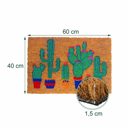 Coconut Fibre Doormat, Botanical Design, 60x40 cm