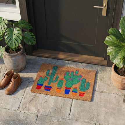 Coconut Fibre Doormat, Botanical Design, 60x40 cm