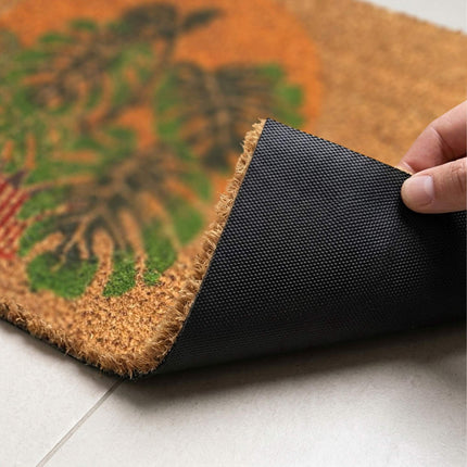 Coconut Fibre Doormat, Botanical Design, 60x40 cm