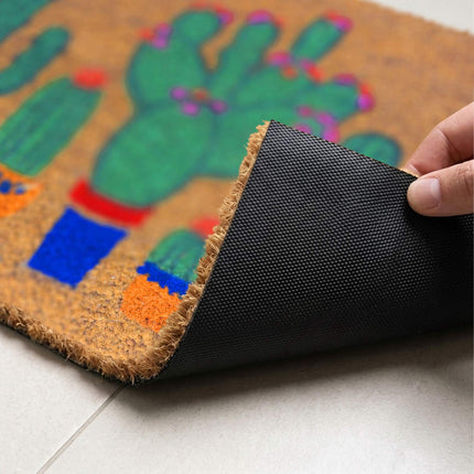 Coconut Fibre Doormat, Botanical Design, 60x40 cm