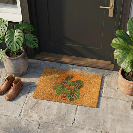 Coconut Fibre Doormat, Botanical Design, 60x40 cm