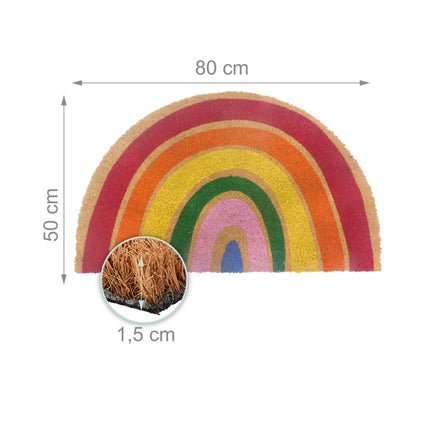 Coconut Half-Round Doormat, 80x50 cm, Non-Slip