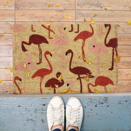 Paillasson en fibre de coco avec flamants roses