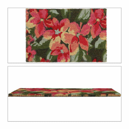 Coconut fiber doormat with flower motif