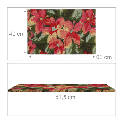 Coconut fiber doormat with flower motif