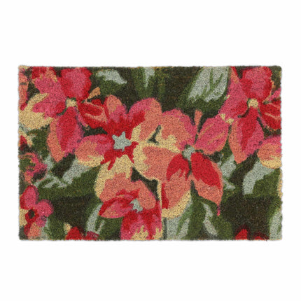 Coconut fiber doormat with flower motif