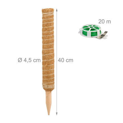 Bâtonnets de noix de coco, lot de 4, 40 cm, avec fil floral