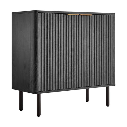 Coffee Bar Cabinet – Fluted Barn Door, Black, 80 cm