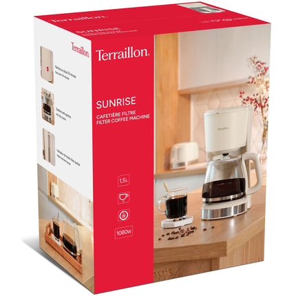 Kaffeemaschine 1,5L – Creme & Edelstahl, 1080W