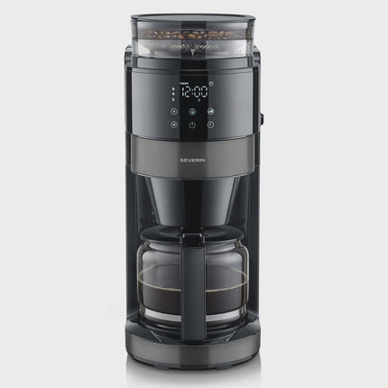 Kaffeemaschine mit Mahlwerk, 10 Tassen Fassungsvermögen, Dunkles Inox