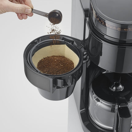 Kaffeemaschine mit Mahlwerk, 10 Tassen Fassungsvermögen, Dunkles Inox