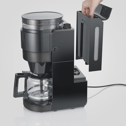 Kaffeemaschine mit Mahlwerk, 10 Tassen Fassungsvermögen, Dunkles Inox