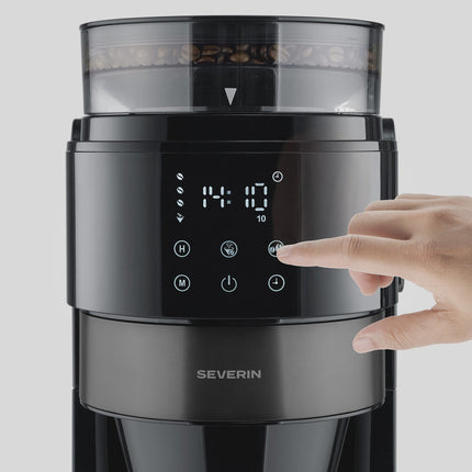Kaffeemaschine mit Mahlwerk, 8 Tassen, Dunkel Inox, Timer