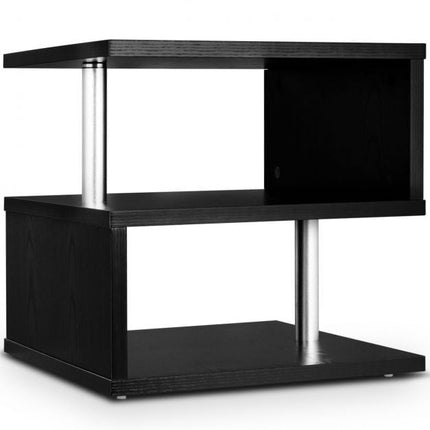 Coffee Table, 3-Tier Storage Shelves, Black