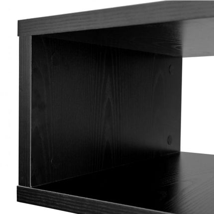 Coffee Table, 3-Tier Storage Shelves, Black