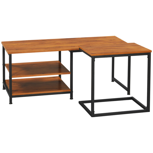Industrieller Couchtisch 2er-Set – Stahl & Natur-Finish
