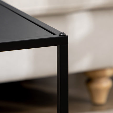 Modern coffee table set of 2 - Black steel frame, 120x59x45Cm