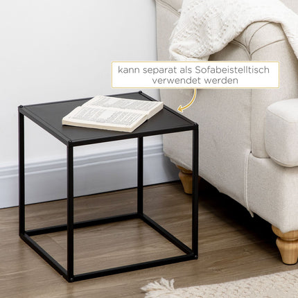 Modern coffee table set of 2 - Black steel frame, 120x59x45Cm
