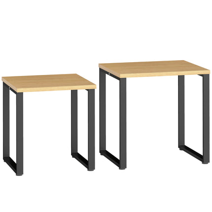 Couchtisch-Set 2-teilig, Holzoptik, Metallgestell, Nesting-Design