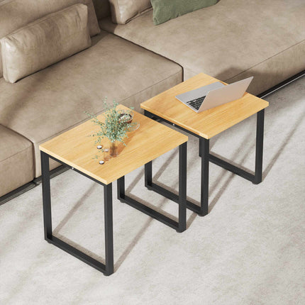 Couchtisch-Set 2-teilig, Holzoptik, Metallgestell, Nesting-Design