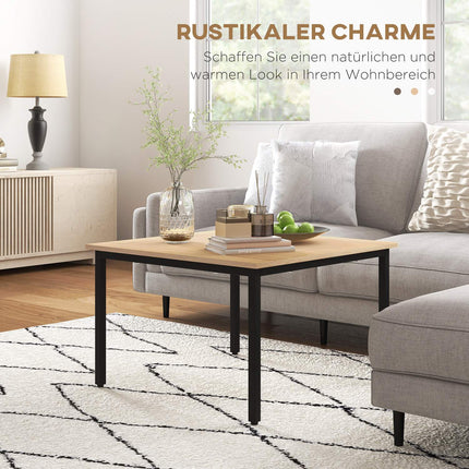 Couchtisch aus Tannenholz, Metallrahmen, 70x70x45 cm