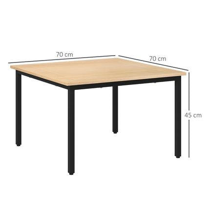Couchtisch aus Tannenholz, Metallrahmen, 70x70x45 cm