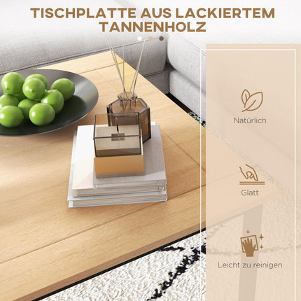 Couchtisch aus Tannenholz, Metallrahmen, 70x70x45 cm