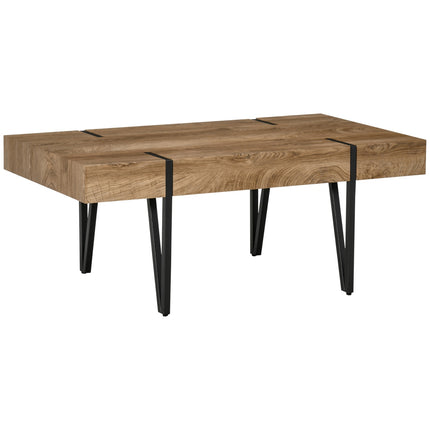 Salontafel Bijzettafel Salontafel Met Verstelbare Voetsteunen Woonkamertafel Industrieel Design Mdf Metaal Natuurlijk Hout 105 X 60 X 42 Cm