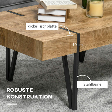 Salontafel Bijzettafel Salontafel Met Verstelbare Voetsteunen Woonkamertafel Industrieel Design Mdf Metaal Natuurlijk Hout 105 X 60 X 42 Cm