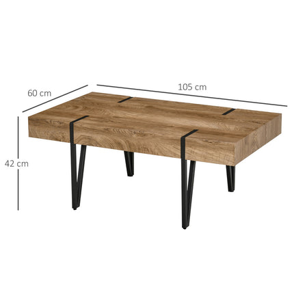 Salontafel Bijzettafel Salontafel Met Verstelbare Voetsteunen Woonkamertafel Industrieel Design Mdf Metaal Natuurlijk Hout 105 X 60 X 42 Cm