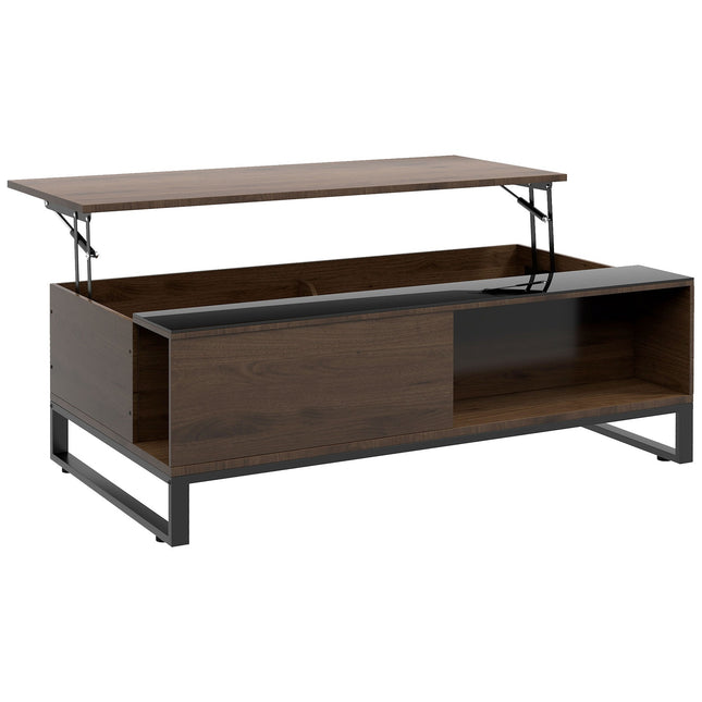 Moderner Couchtisch aus schwarzem Stahl mit Ablage, 102x58x35,5 cm