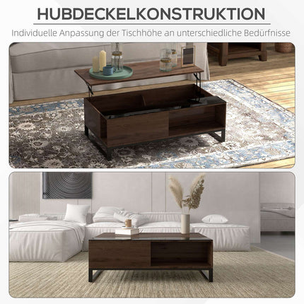 Moderner Couchtisch aus schwarzem Stahl mit Ablage, 102x58x35,5 cm