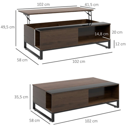 Moderner Couchtisch aus schwarzem Stahl mit Ablage, 102x58x35,5 cm
