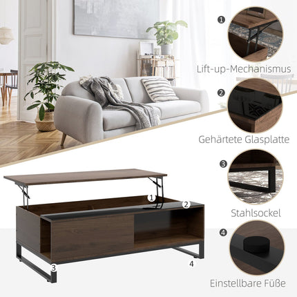 Moderner Couchtisch aus schwarzem Stahl mit Ablage, 102x58x35,5 cm